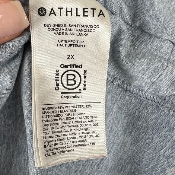 ATHLETA Blue Gray Star Crewneck Long Sleeve Thumb Hole Utempo Pullover Top 2X - Picture 5 of 6